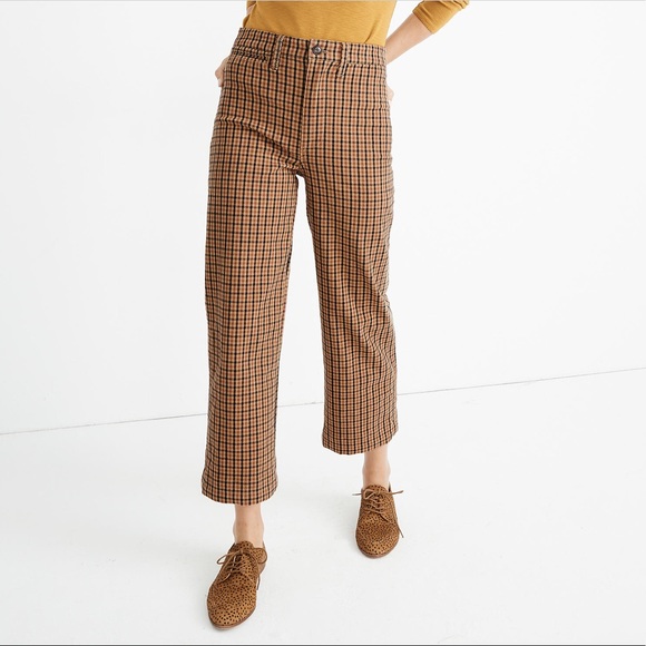 Madewell Plaid Slim Emmet Wide Leg Crop Pants Size 28 - Picture 2 of 15